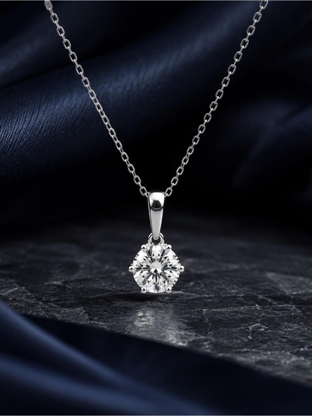 1 CT H&A Moissanite Solitaire Pendant Necklace 925 Sterling Silver